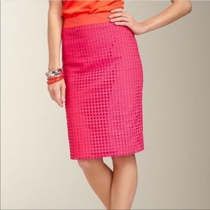 Talbots pencil skirt pink eyelet with orange